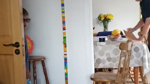 Lego tower falling over in slow mo