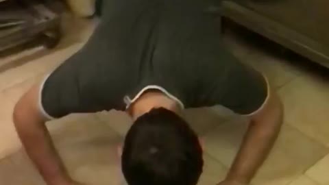 Slomo green shirt attempts clapping pushups faceplants