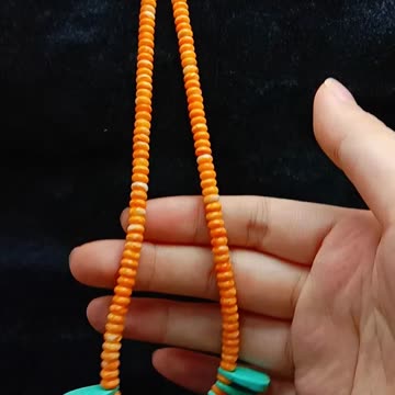 Natural turquoise and orange spiny oyster roundle beads with Ametrine gemstone02