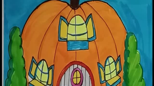 Easy Pumpkin House Drawing | How To Draw Imaginary Drawing | Pumpkin House Imaginary Drawing