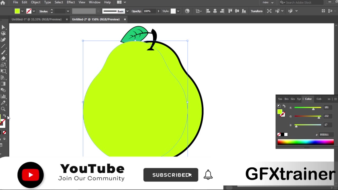 Pear illustration #gfxtrainer #graphicdesign #logodesign #illustrator #adobesoftware #adobeillustr