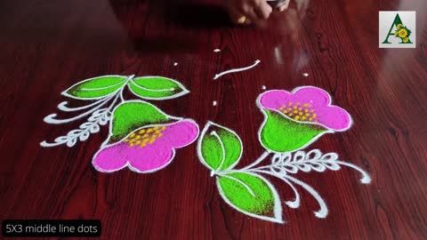 Very attractive simply beautiful flower design Rangoli