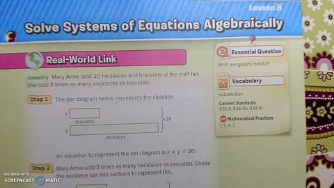 Gr 8 - Ch 3 - Lesson 8 - PART 1 - Solve Systems of Equations Algebraically