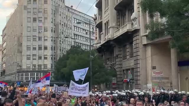 Belgrade, Serbia: Vaccine Passport/Mandate Protests Sept. 18 2021