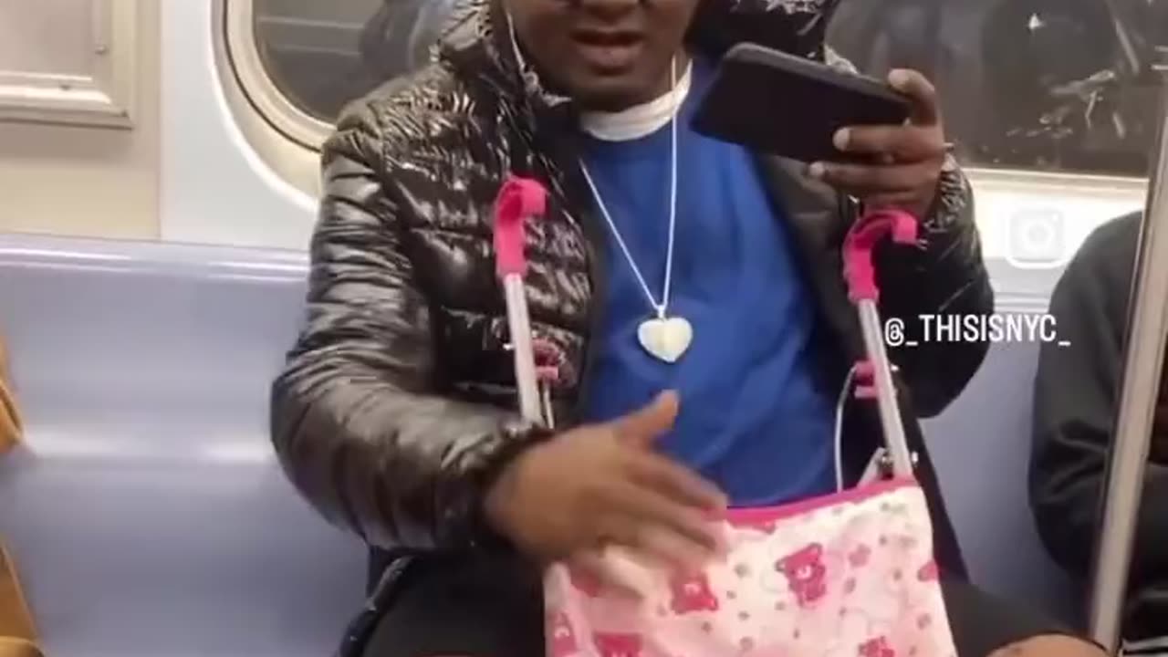 Mentally Ill Man On NYC Subway