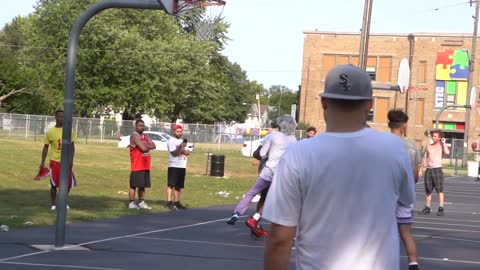 Wonderful Performance. Granma Play Basketball At The Park.