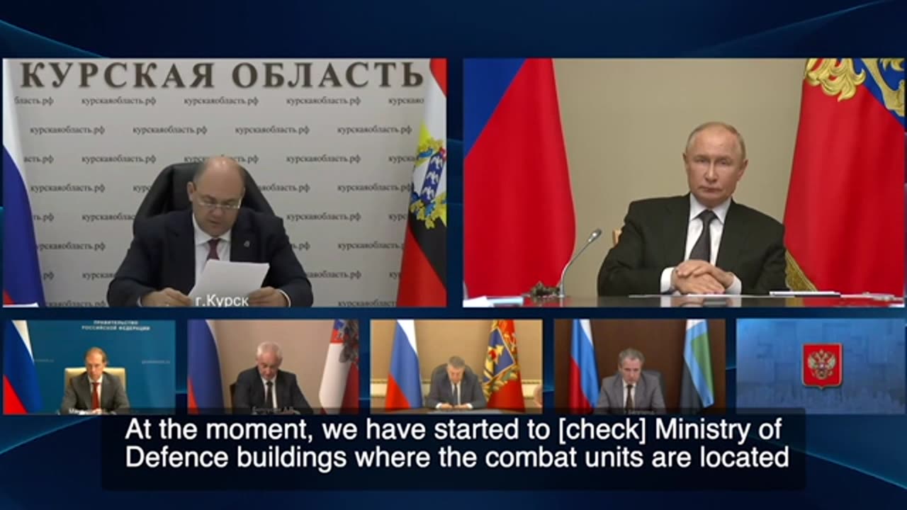 Nervous looking Putin wrings hands while discussing Kursk invasion