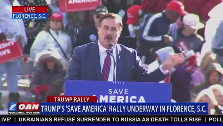 Mike Lindell speaking at Trump’s Save America rally Florence South Carolina.