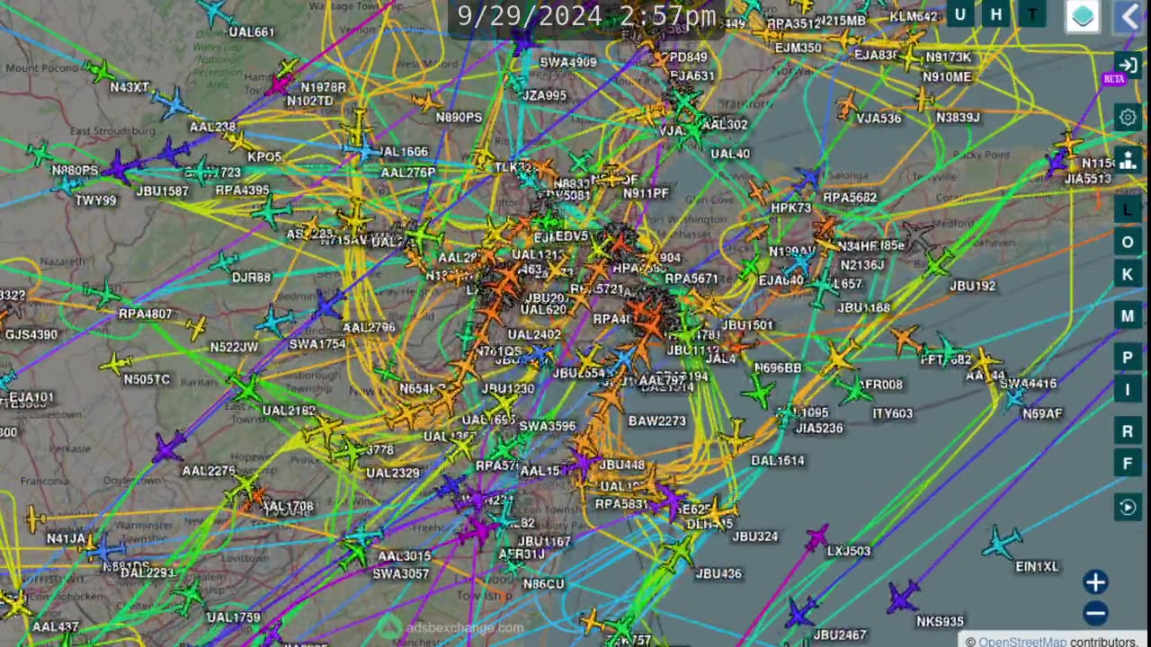 Another New York New Jersey Aiplane Traffic Time Lapsed for September 30th 2024