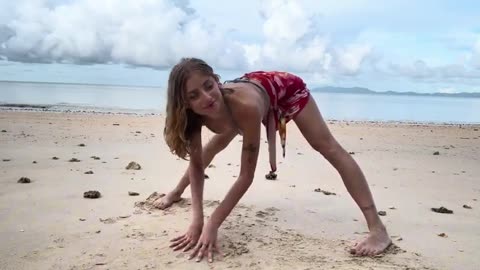 Funny Simple Beach Yoga