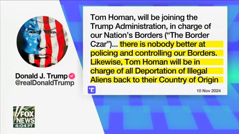 TRUMP TAPS TOM HOMAN AS BORDER CZAR