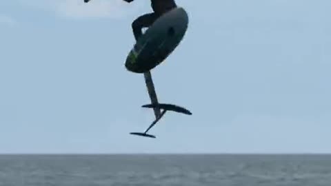 The surfer flew