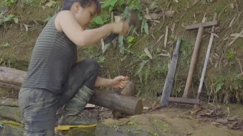 PART 2. Built a complete cabin for wilderness Survival. #shorts #survival #foryou