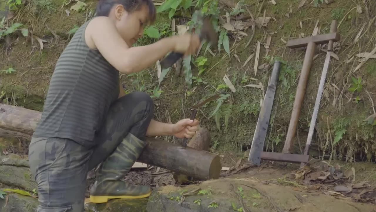 PART 2. Built a complete cabin for wilderness Survival. #shorts #survival #foryou