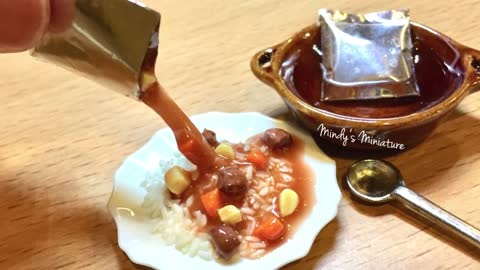 Realistic resin(air dry) clay instant beef rice tutorial by Mindy's Miniature