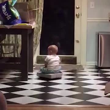 Baby Cruises All Over The House Riding His Roomba