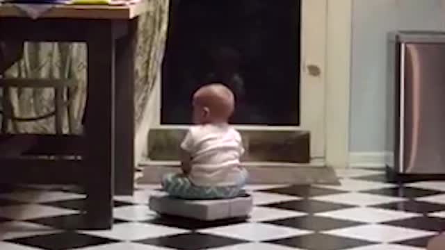 Baby Cruises All Over The House Riding His Roomba