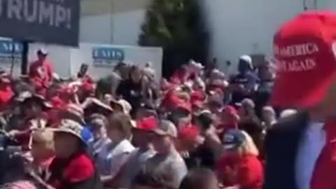 Bulletproof glass today in North Carolina at President Trump's rally