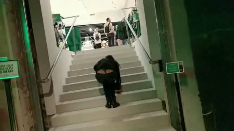 HUGE Thong Slip While Bent Over On The Stairs