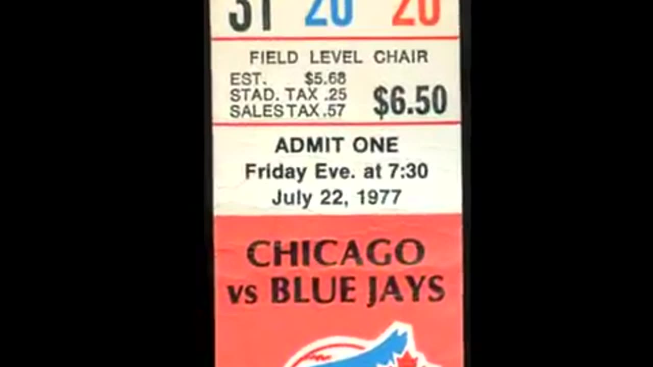 July 22, 1977 - Baseball Ticket Stub: White Sox vs. Blue Jays in Toronto