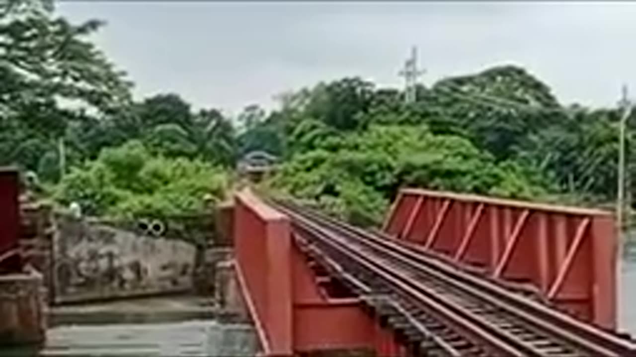 High Speed Train Crossing the Bridge