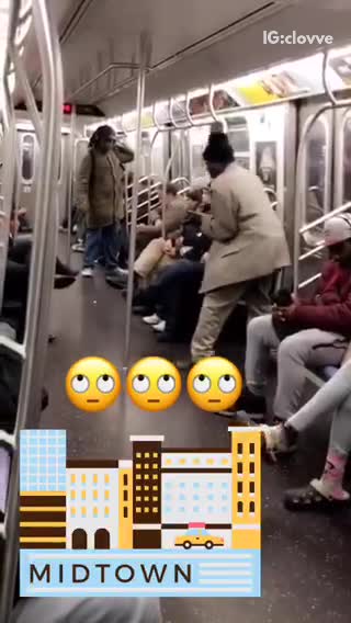 Man throws dice on the floor of subway train