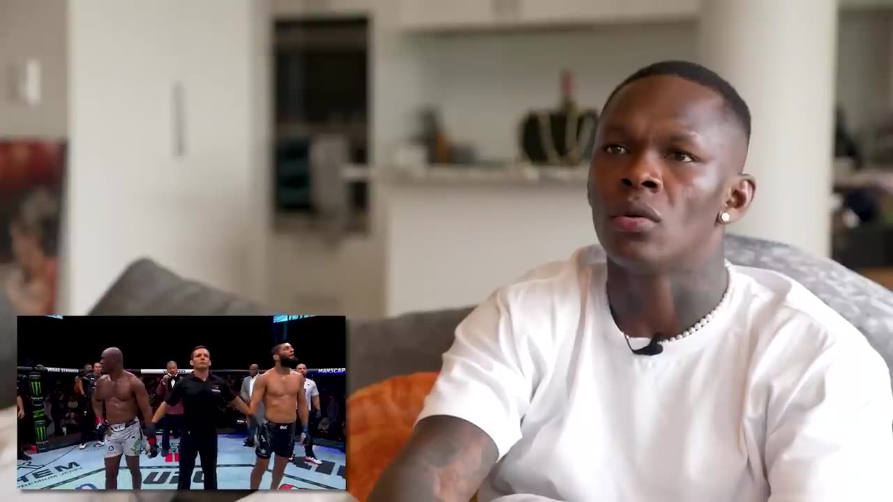 Israel Adesanya Reacts to Islam Makhachev's Head Kick KO of Alex Volkanovski