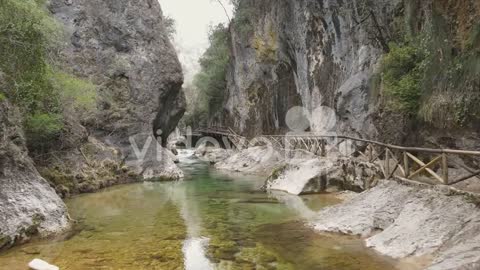 Aerial View Of River In The Middle Of The Gorge