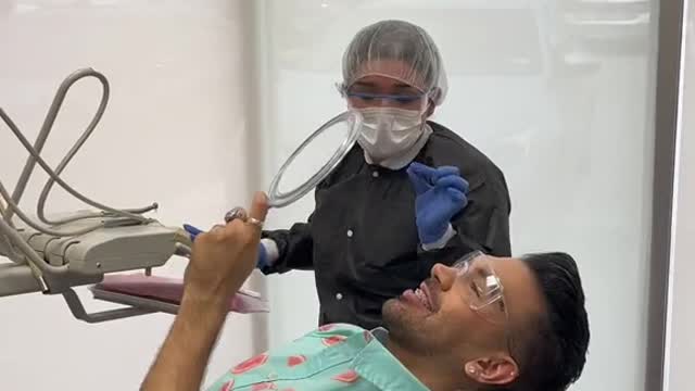 Patient nervously trying to pick a braces color that will