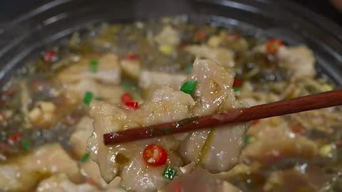 pickled cabbage slippery meat, Even the soup is so sour and delicious~