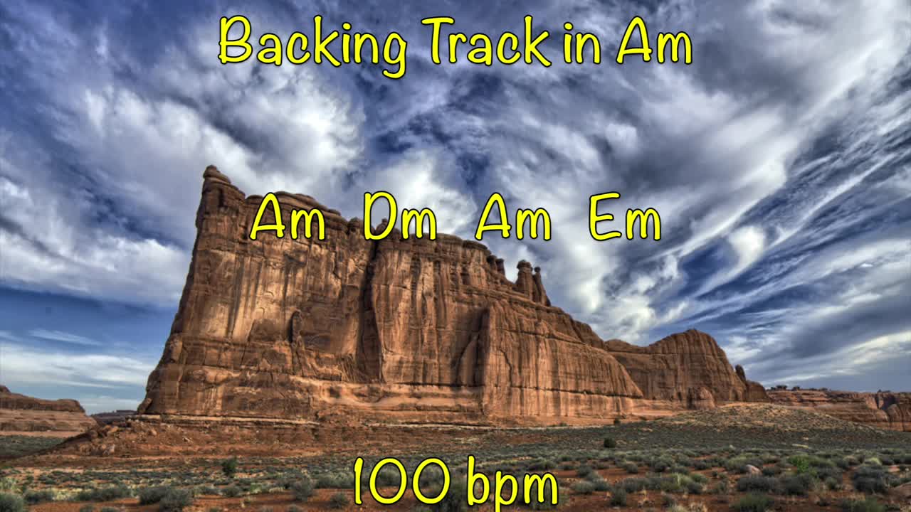 Am Acoustic Guitar Backing Track 1,4,5 style 100 bpm