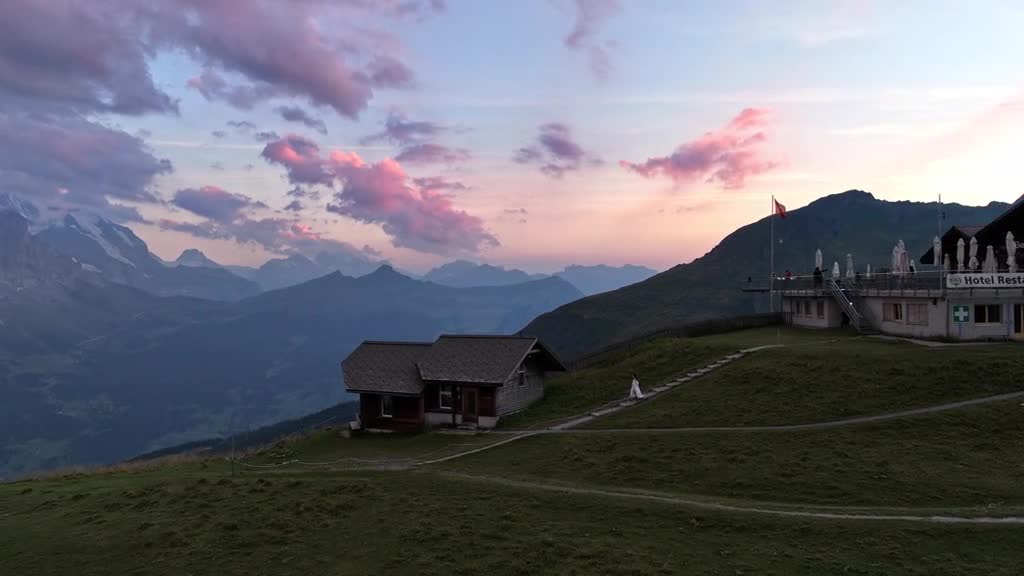 A quiet sunset in First Mountain, Switzerland. Enjoy the moment alone with your loved one