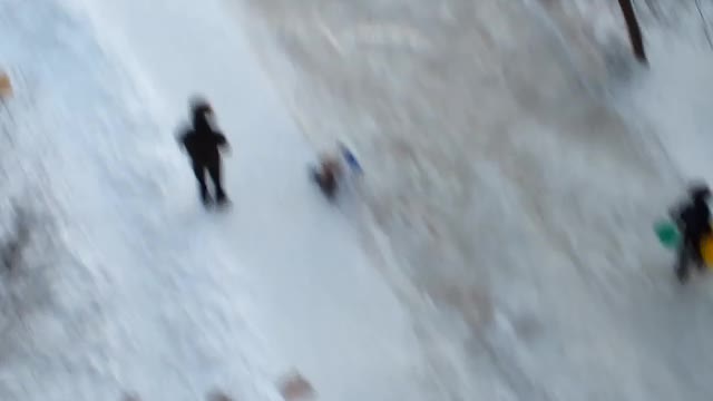 Russian children skate on the hill in -30