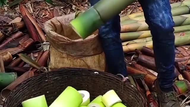 Bamboo Cutting | Oddly satisfying video |