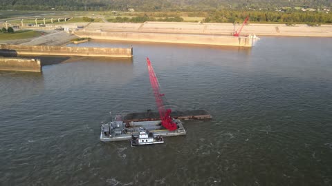 Unloading dredged dirt