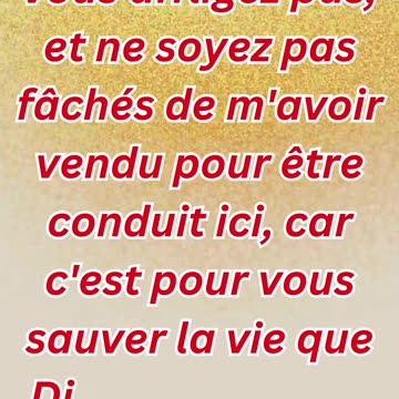 "Le Pardon de Joseph: Une Réconciliation Divine" Genèse 45:5#short #youtubeshorts #ytshorts #ytviral