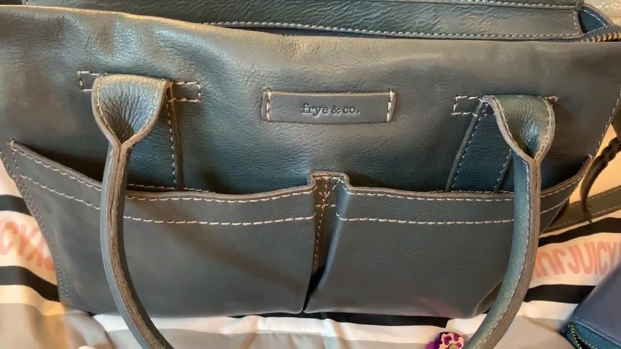 What's in my Frye & Co Cellina Artisan Satchel in the Peacock color