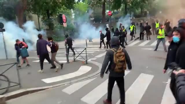 The news of Macron's reelection is greeted by this, and the night is young