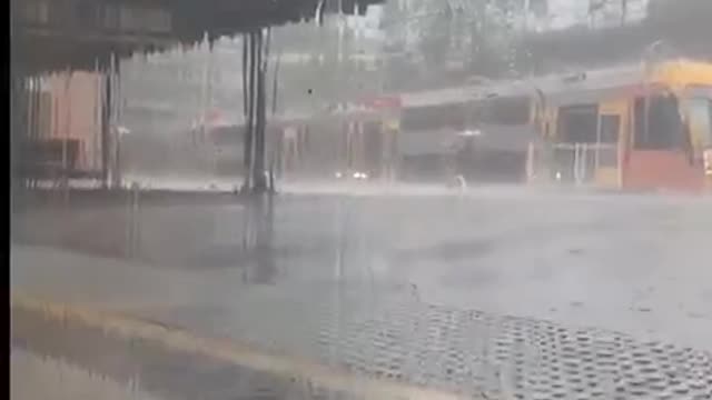 Train in the rain