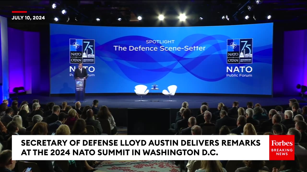 JUST IN- Defense Sec. Lloyd Austin Discusses Ukraine Aid During Remarks At Washington NATO Summit