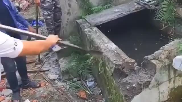 Catch a huge crocodile hiding in water tank