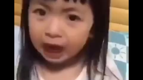 A little girl refuses to stop crying