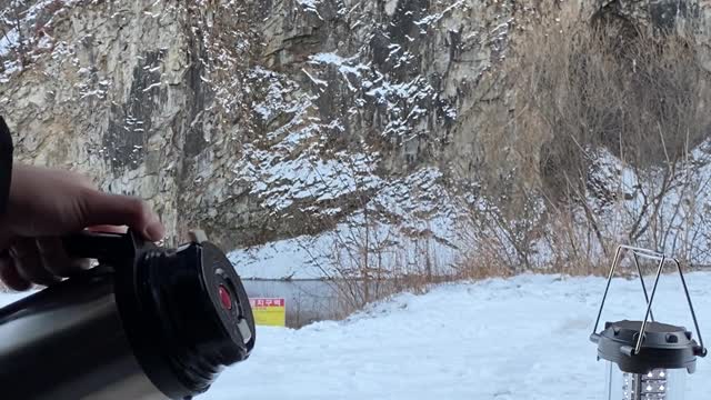 snowy mountains camping