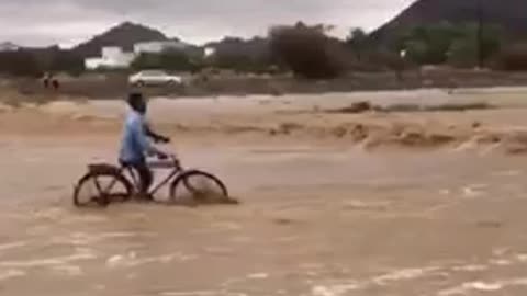 Funny video with a bicycle