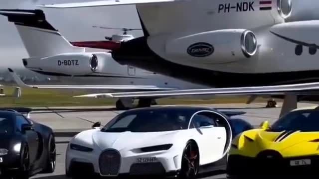 sports car and airplane