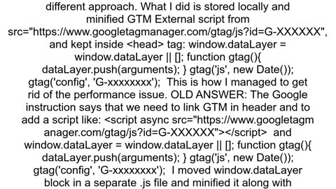 Google Tag Manager script blocks main thread causing low performance