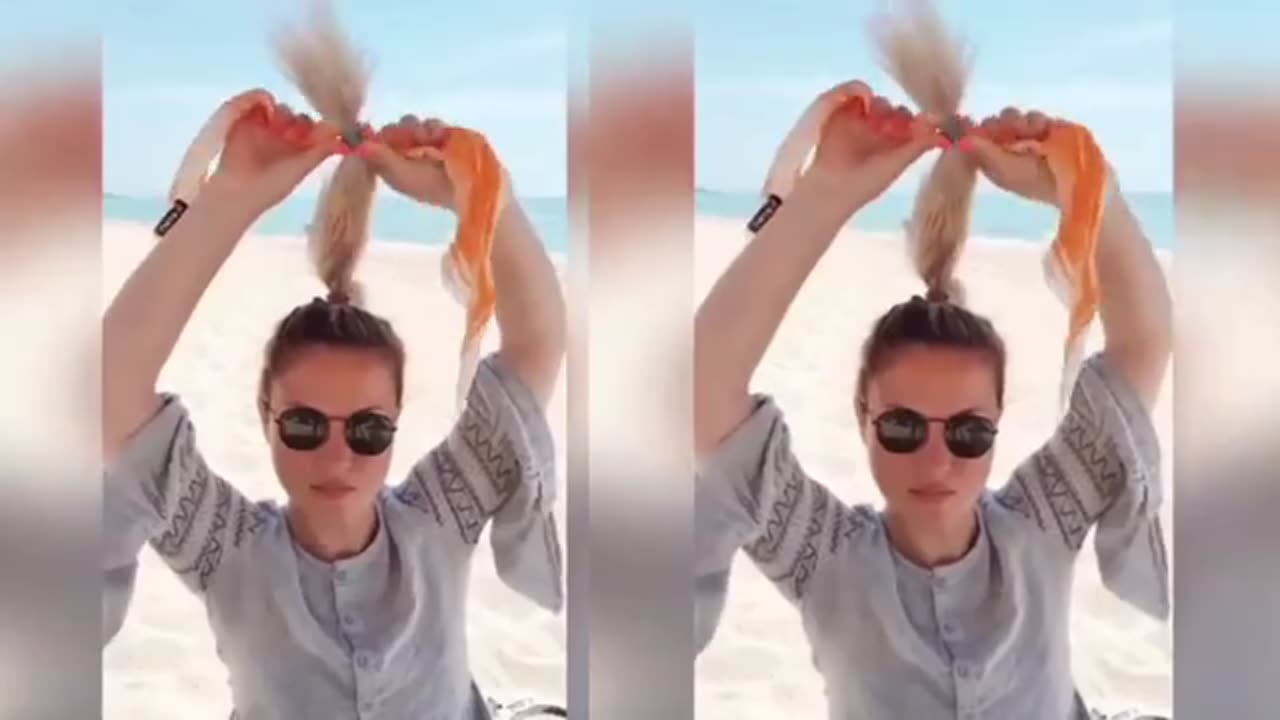Bun hairtyle.