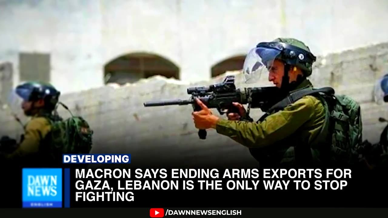 French President Macron says ending arms exports ''only way to stop fighting''