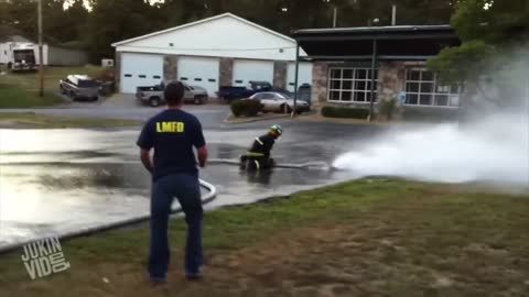 Firefighter Get Owned By Hose