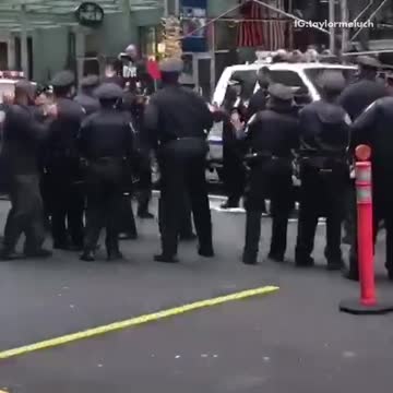Nypd police celebrates on street
